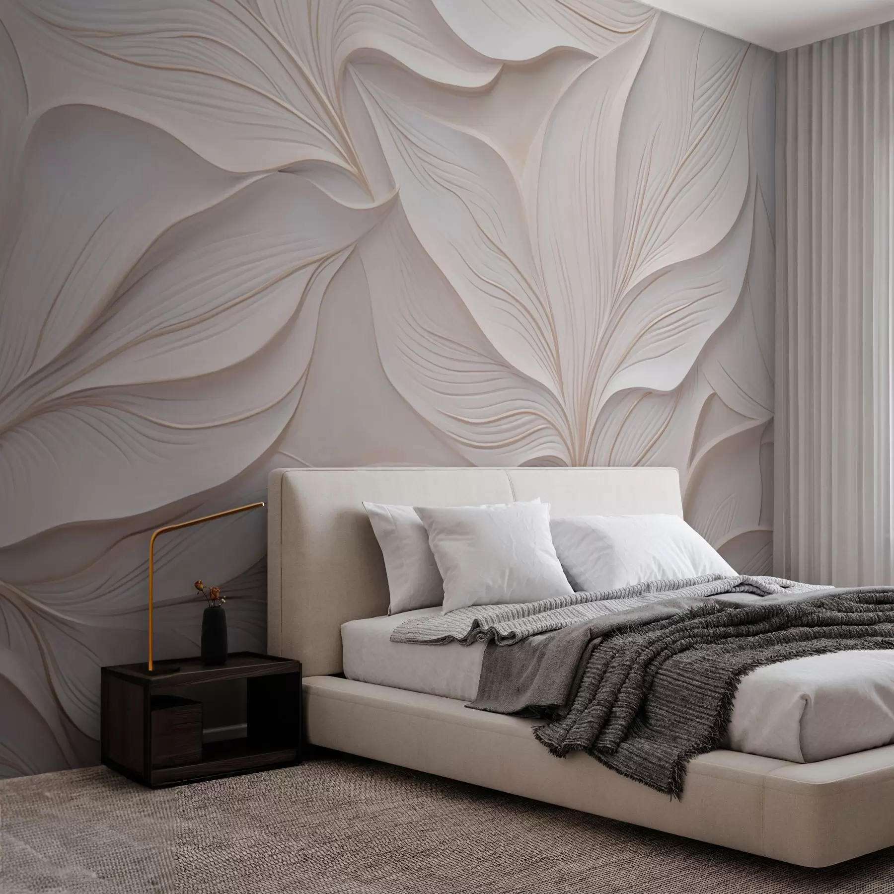 Murale Feuillage délicat dans le style du bas-relief w03520