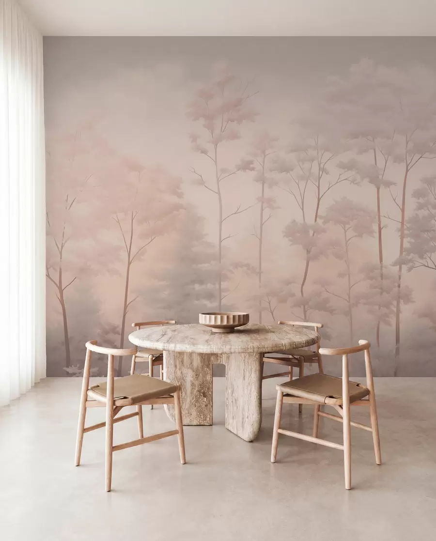 fototapeter Trendy skov i bløde pastelfarver w03525v1