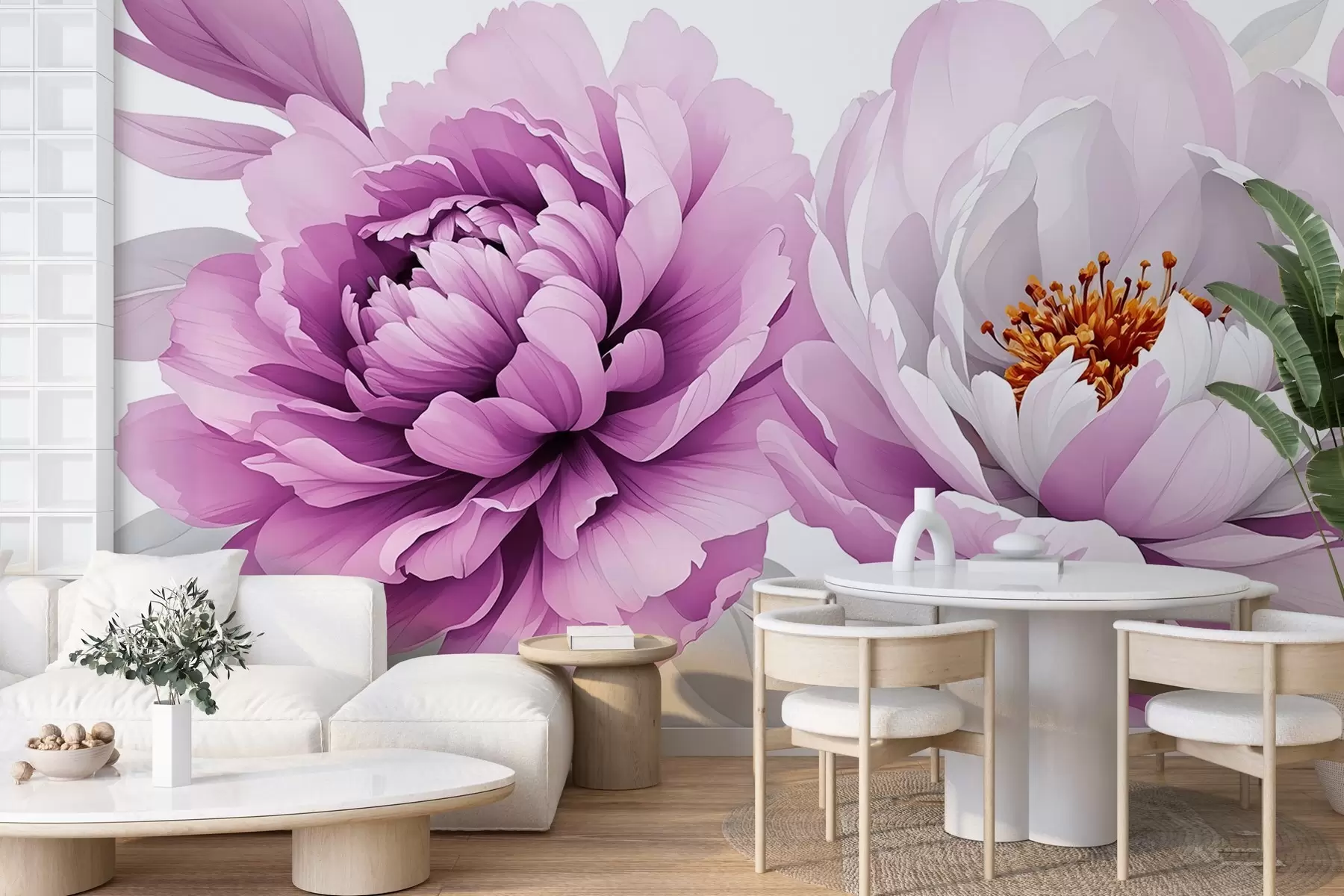 Murale Aquarelle de pivoines luxuriantes w03558v1