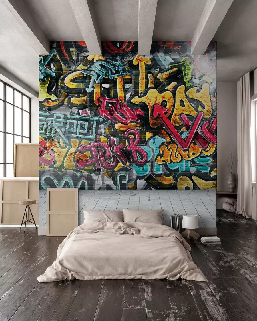 Murale Graffiti haut en couleur u56045