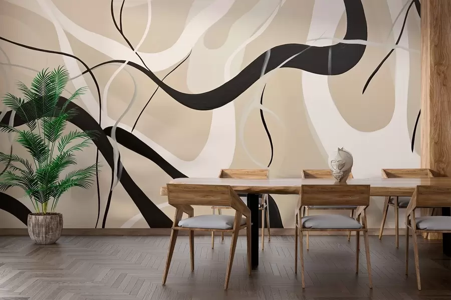 Fototapete Abstrakte Komposition mit geschwungenen Linien w03503