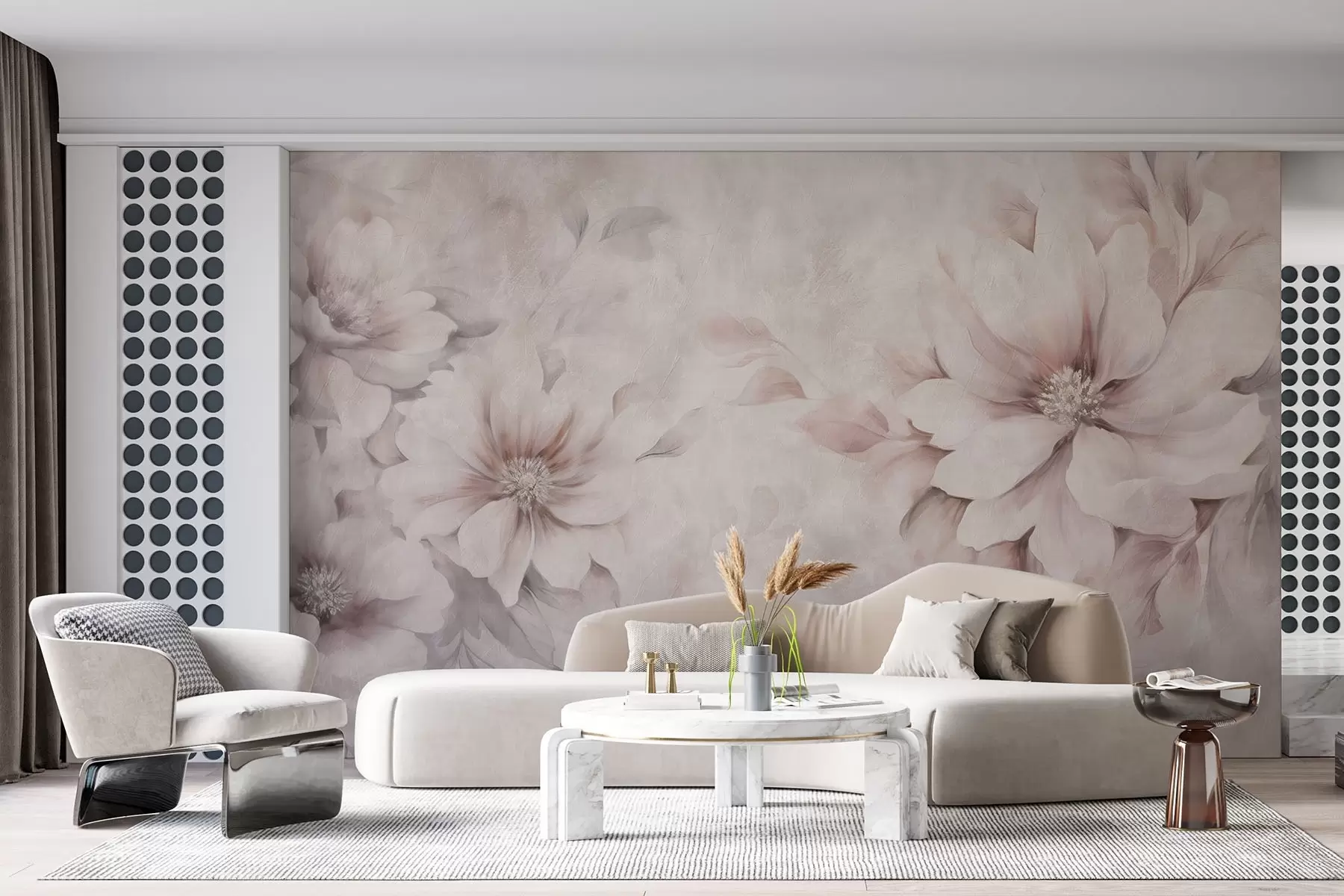 fototapeter Delikate gennemskinnelige blomster på en gammel baggrund w08950