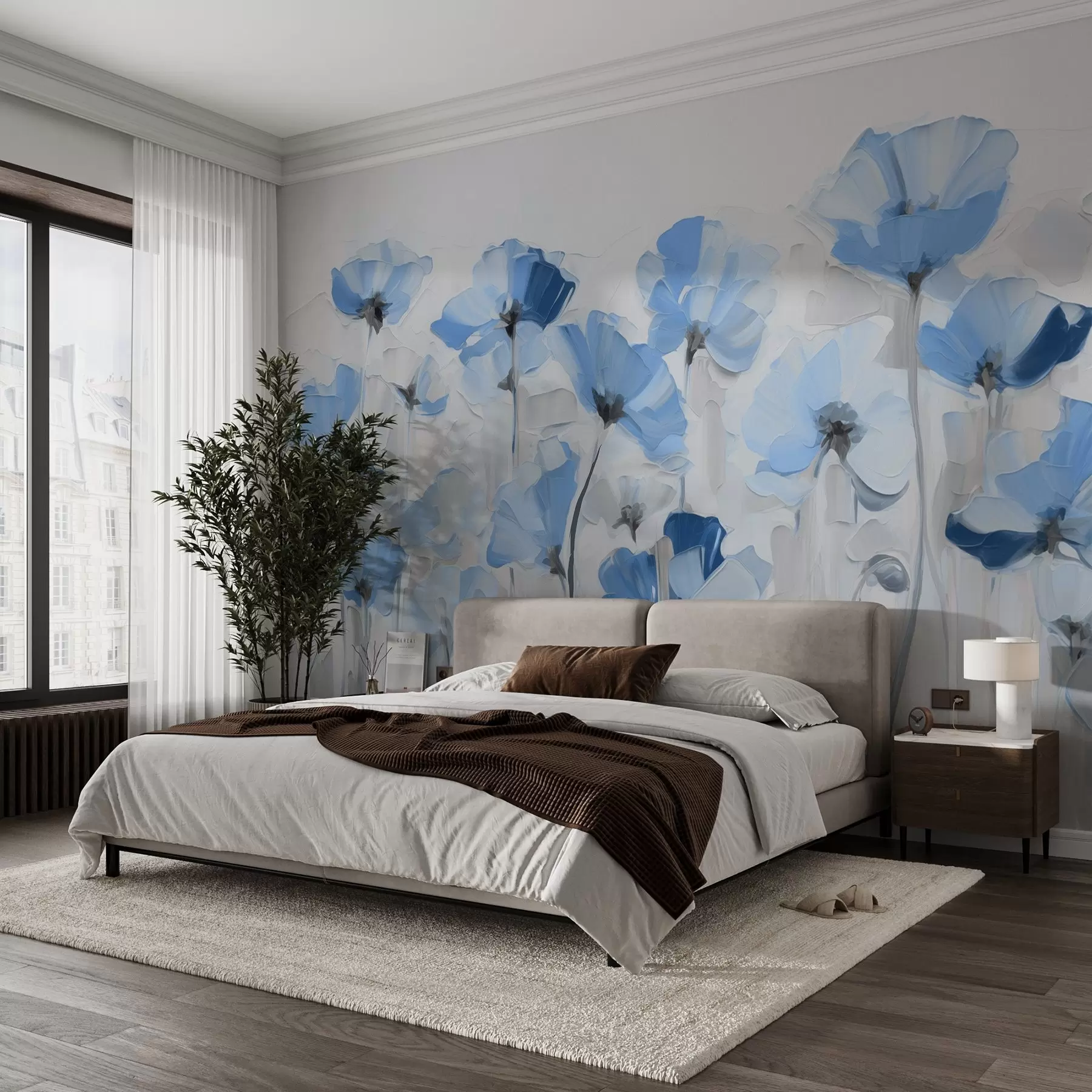 Fototapete Abstrakte Blumen in Ölmalerei Stil mit großen Strichen w03577v2