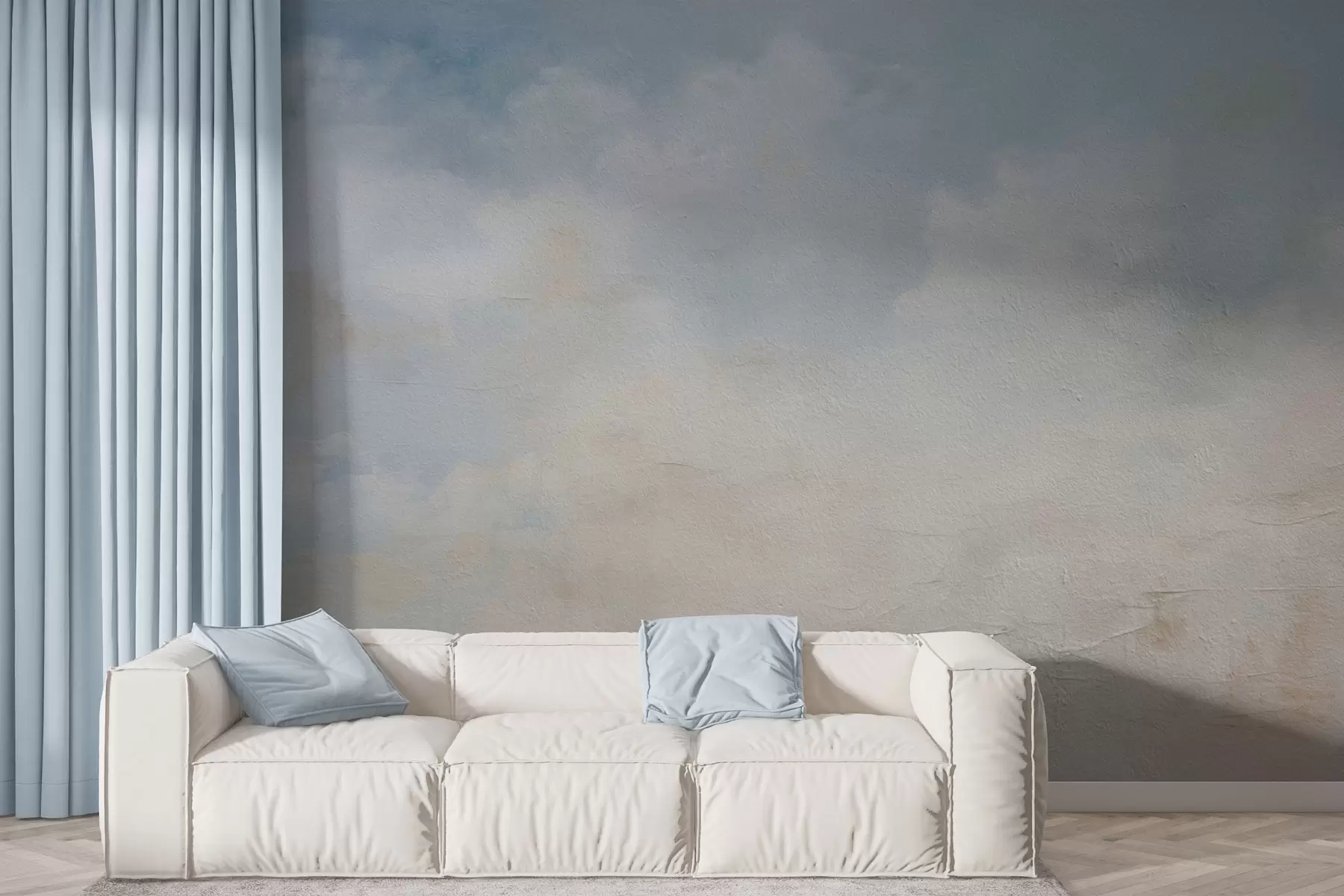 Murale Ciel abstrait avec nuages en style grunge w03603