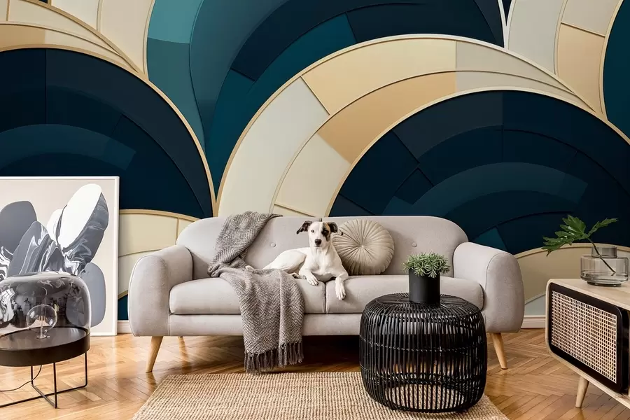 Fototapete Blau-gelbe abstrakte Figuren w08991