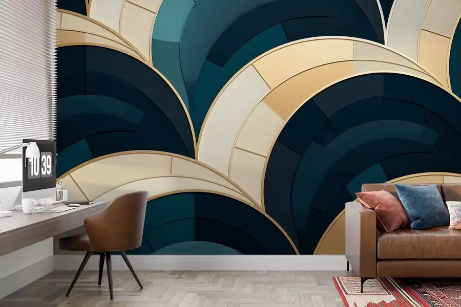 Fototapete Blau-gelbe abstrakte Figuren w08991