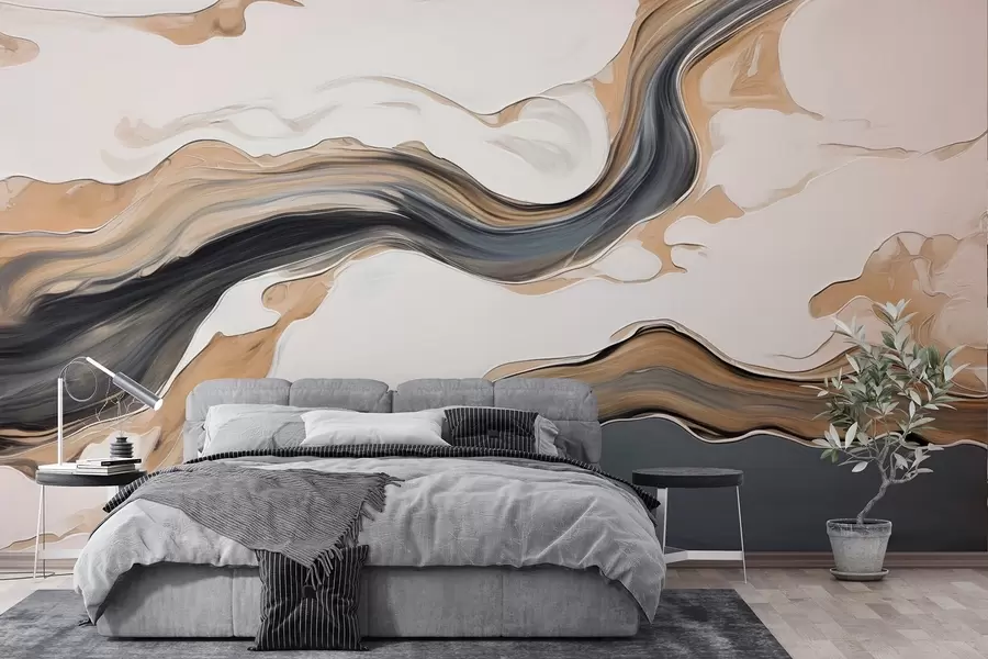 Fototapete Braungraue Streifen in Form von Wellen w09001