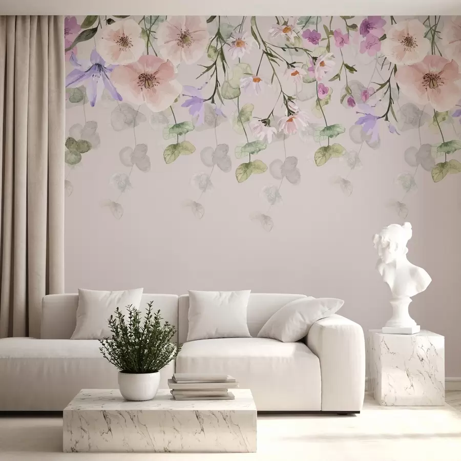 Fototapete Blumen und Zweige von oben w03718