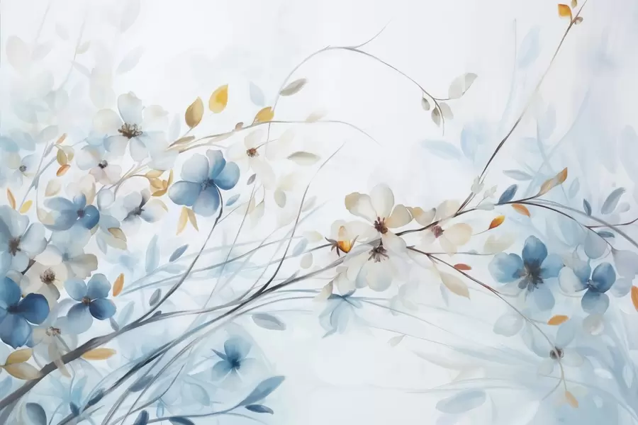 Murale Arcs de fleurs bleues w09009