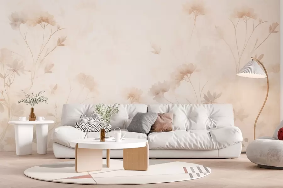 Fototapete Pastellfarbene Wildblumen im Aquarellstil w09037