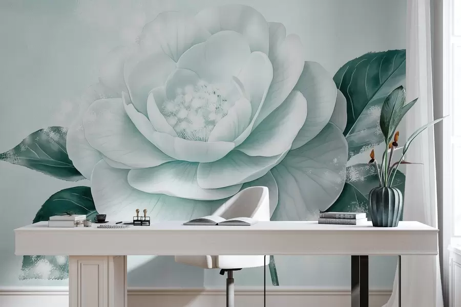 fototapeter Smuk pæonblomst i blå farver w03757v1