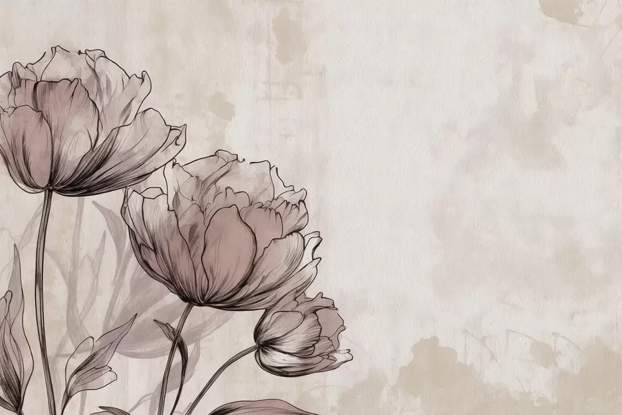 Fototapete Pastellfarbene Tulpen mit leichtem Vintage-Effekt w03796