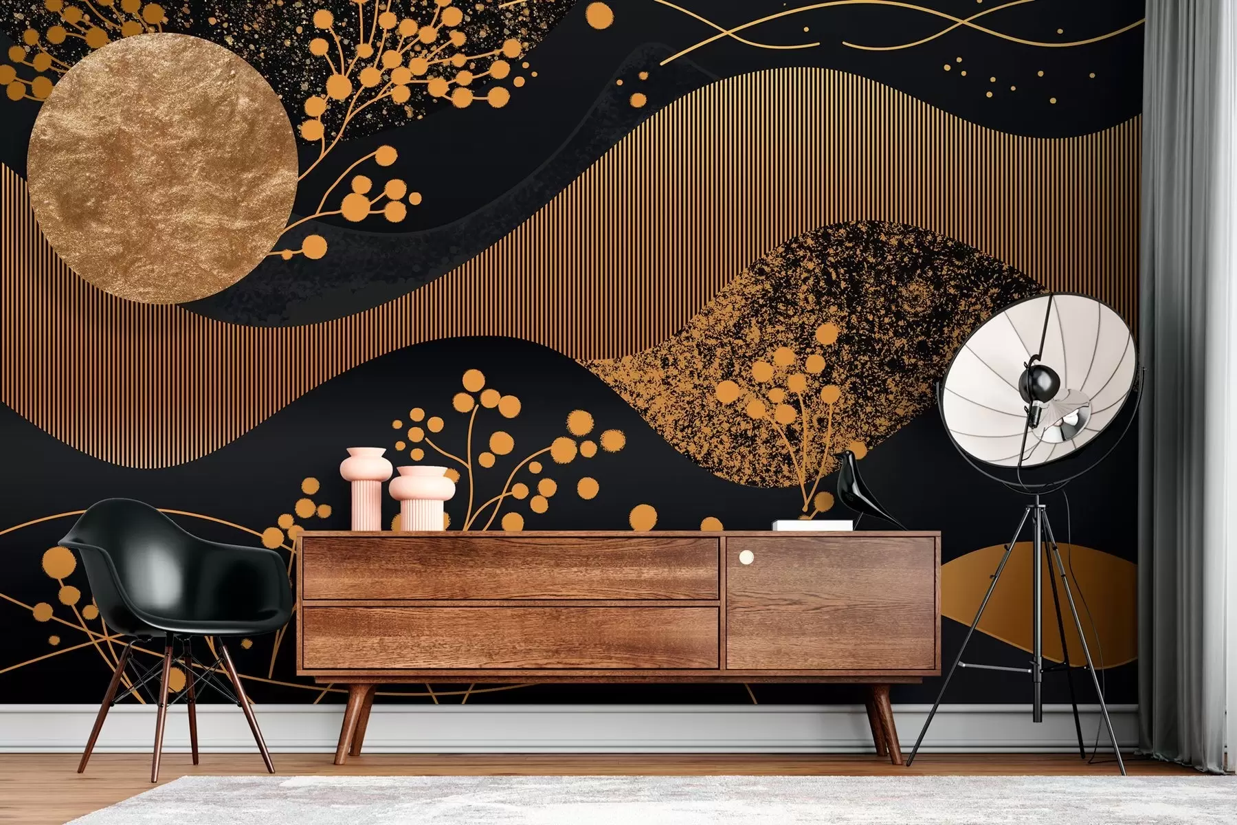 Murale fabuleuse nuit étoilée en style abstrait w03764