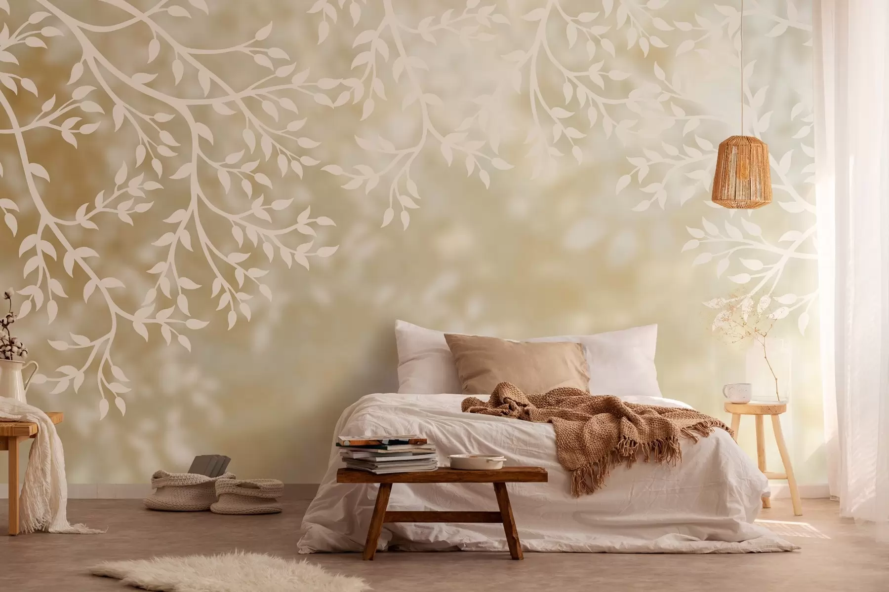 fototapeter solrige grene w03765