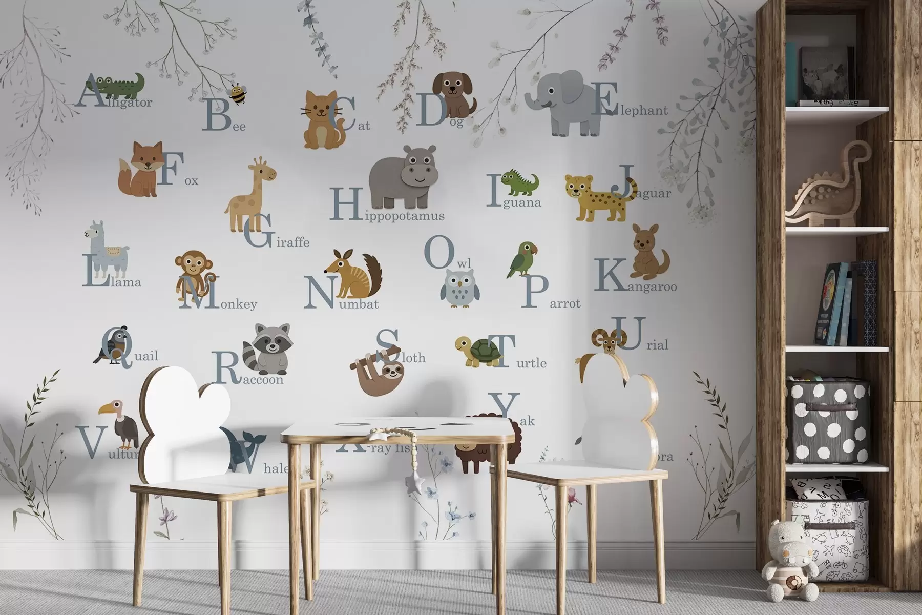 fototapeter Minimalistisk alfabet med blå bogstaver w03808