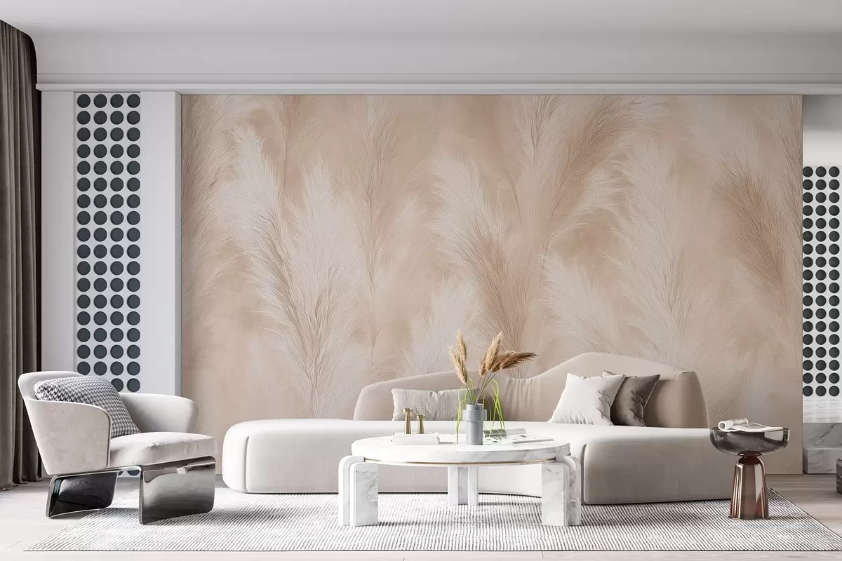 fototapeter Pampasgræs i beige og rosa toner w09077