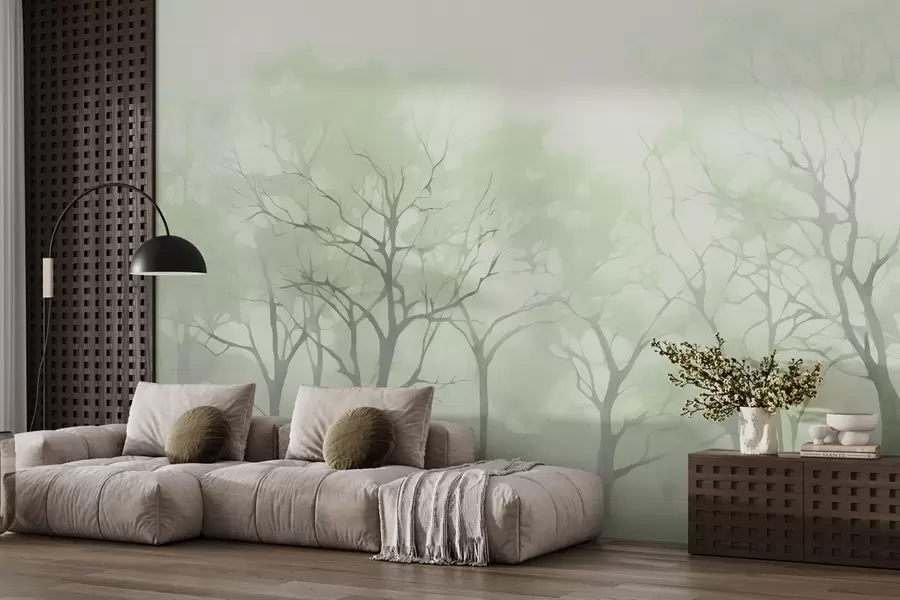 Fototapete Monochrome Vintage-Bäume im Nebel w09065v1