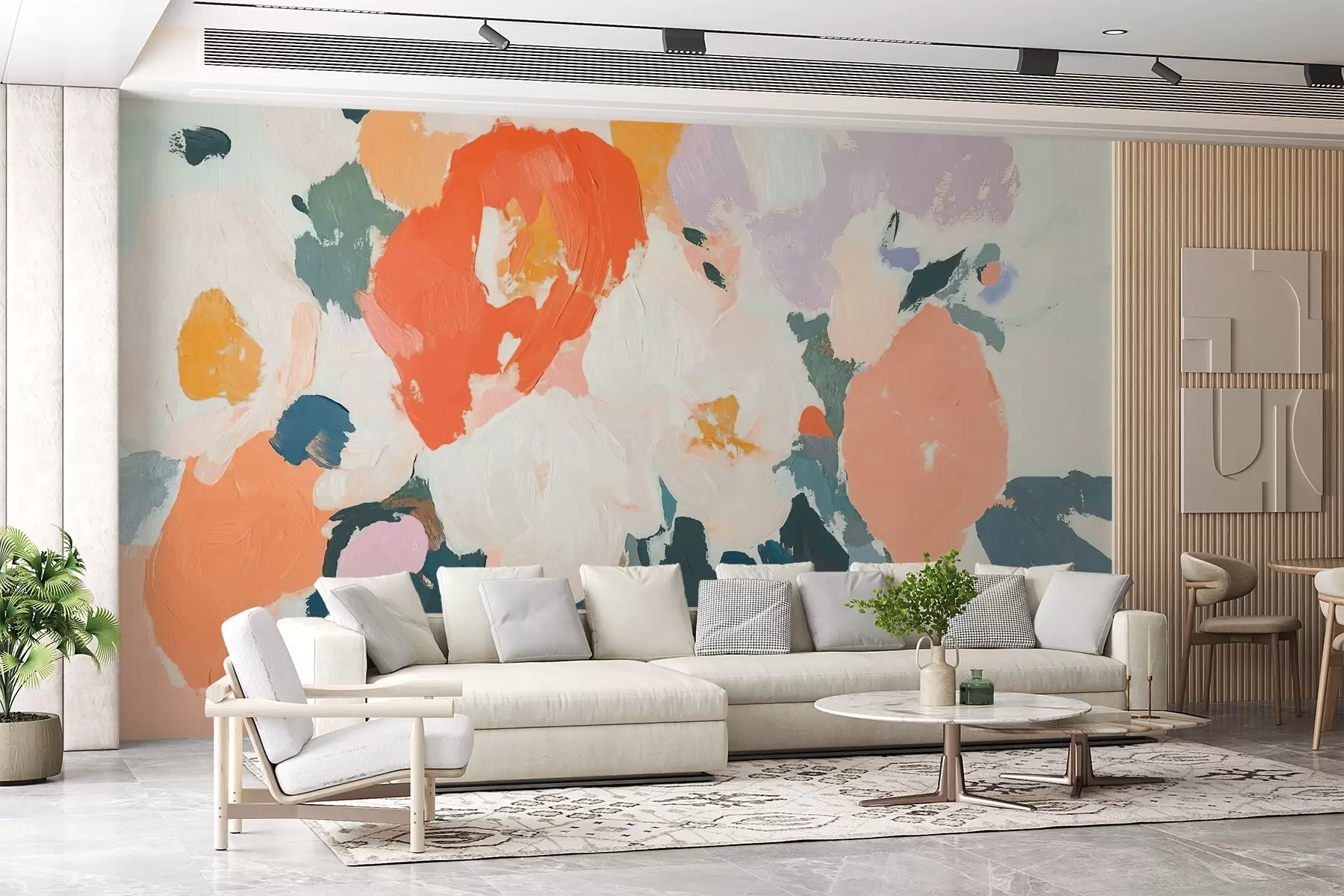 Murale Fleurs abstraites en acrylique w09070