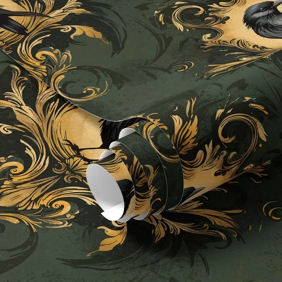 fototapeter Krage i en ramme på en grøn baggrund a00105