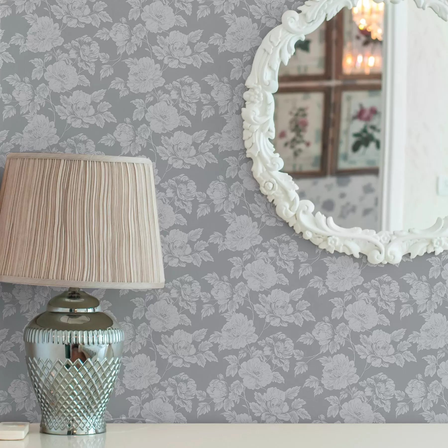 fototapeter Lyse blomster på grå baggrund a00129v1