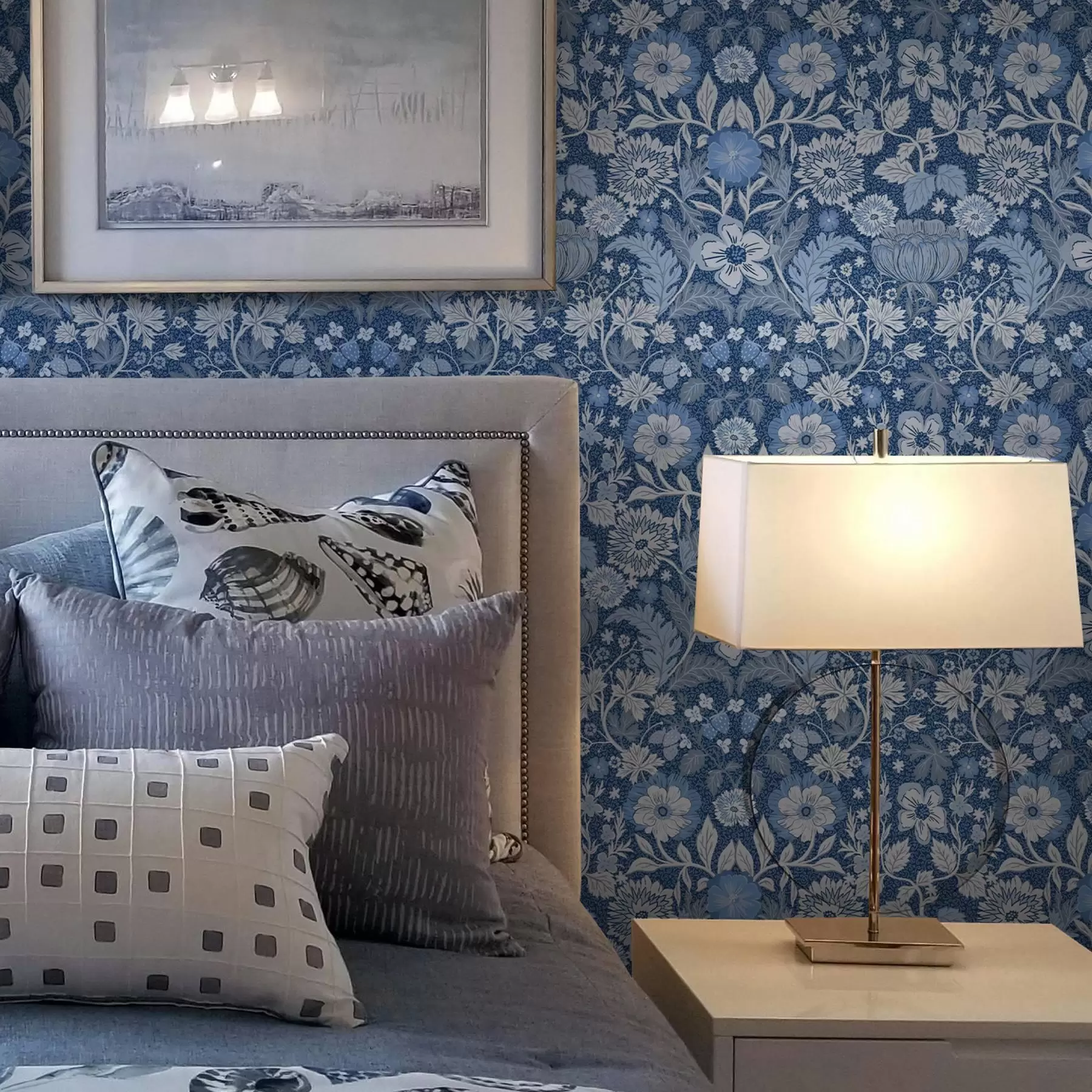 fototapeter Blåt botanisk print i vintagestil a00145v2