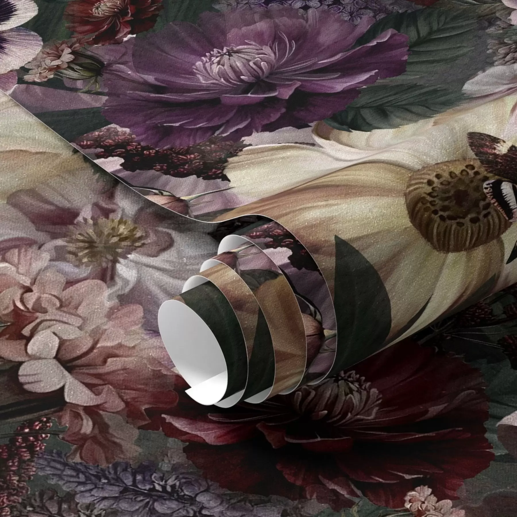 Murale Imprimé floral d'art dans des couleurs sombres a00147