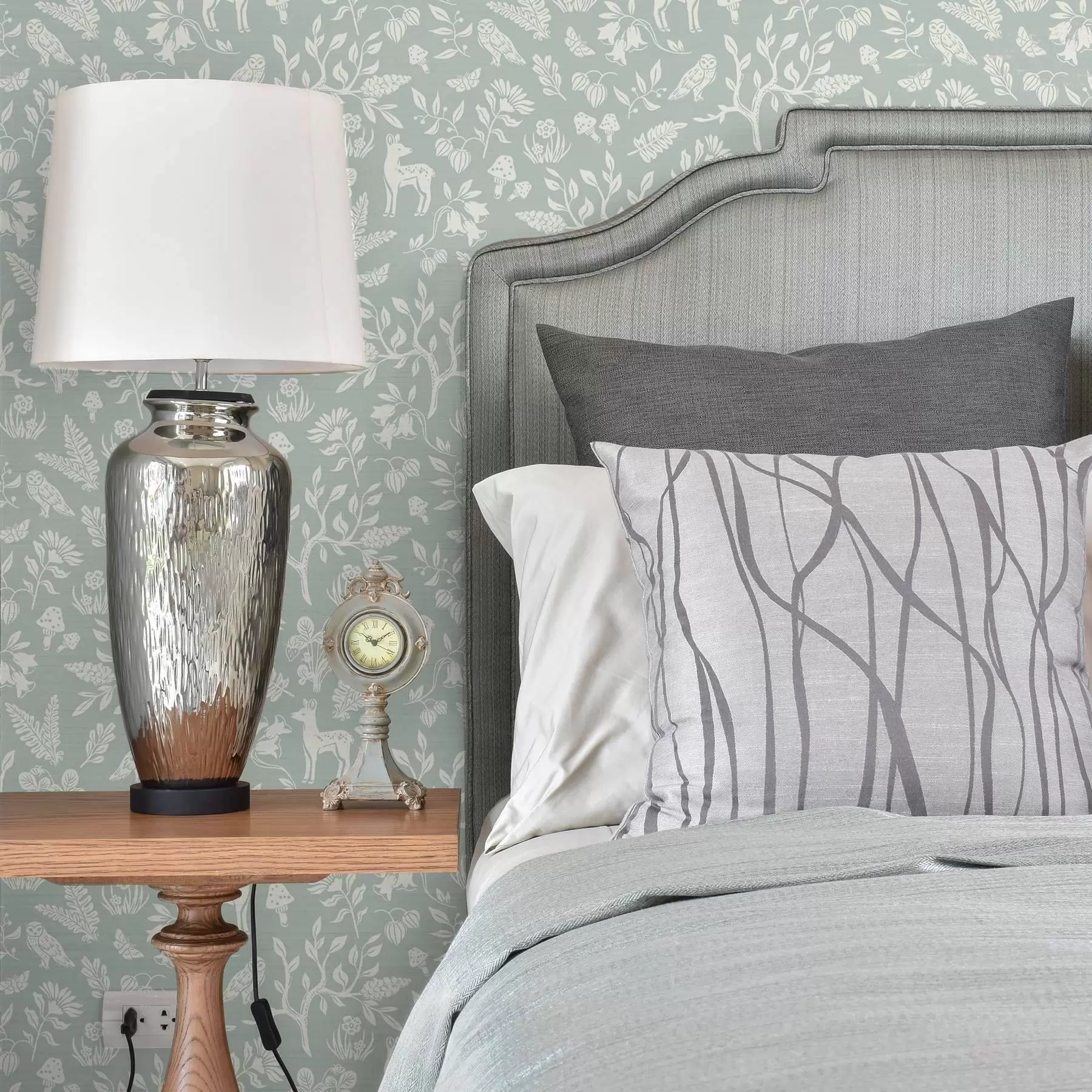 fototapeter Skandinaviske dyr og planter på en mintfarvet baggrund a00149