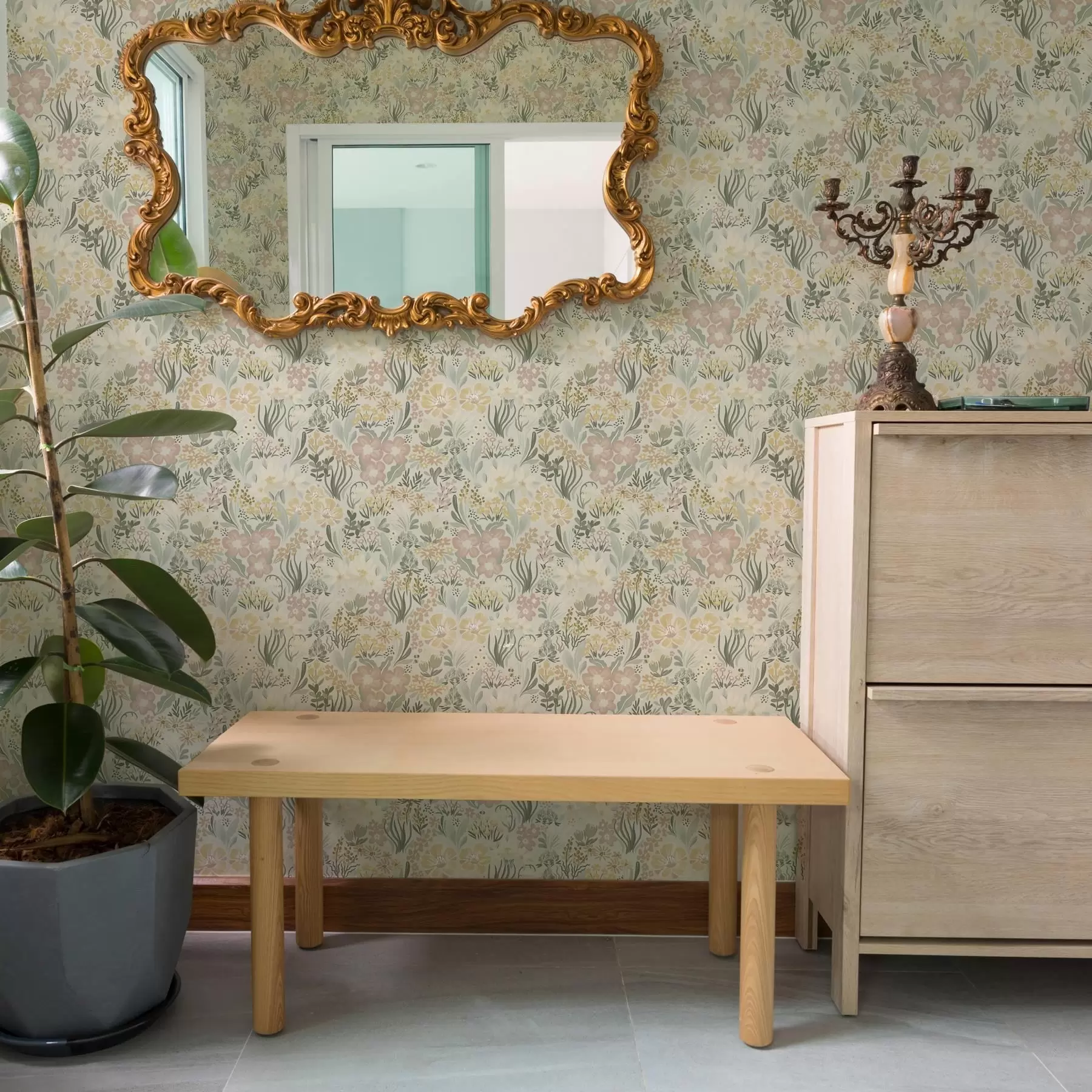 Murale Imprimé floral dans une palette pastel a00154v1