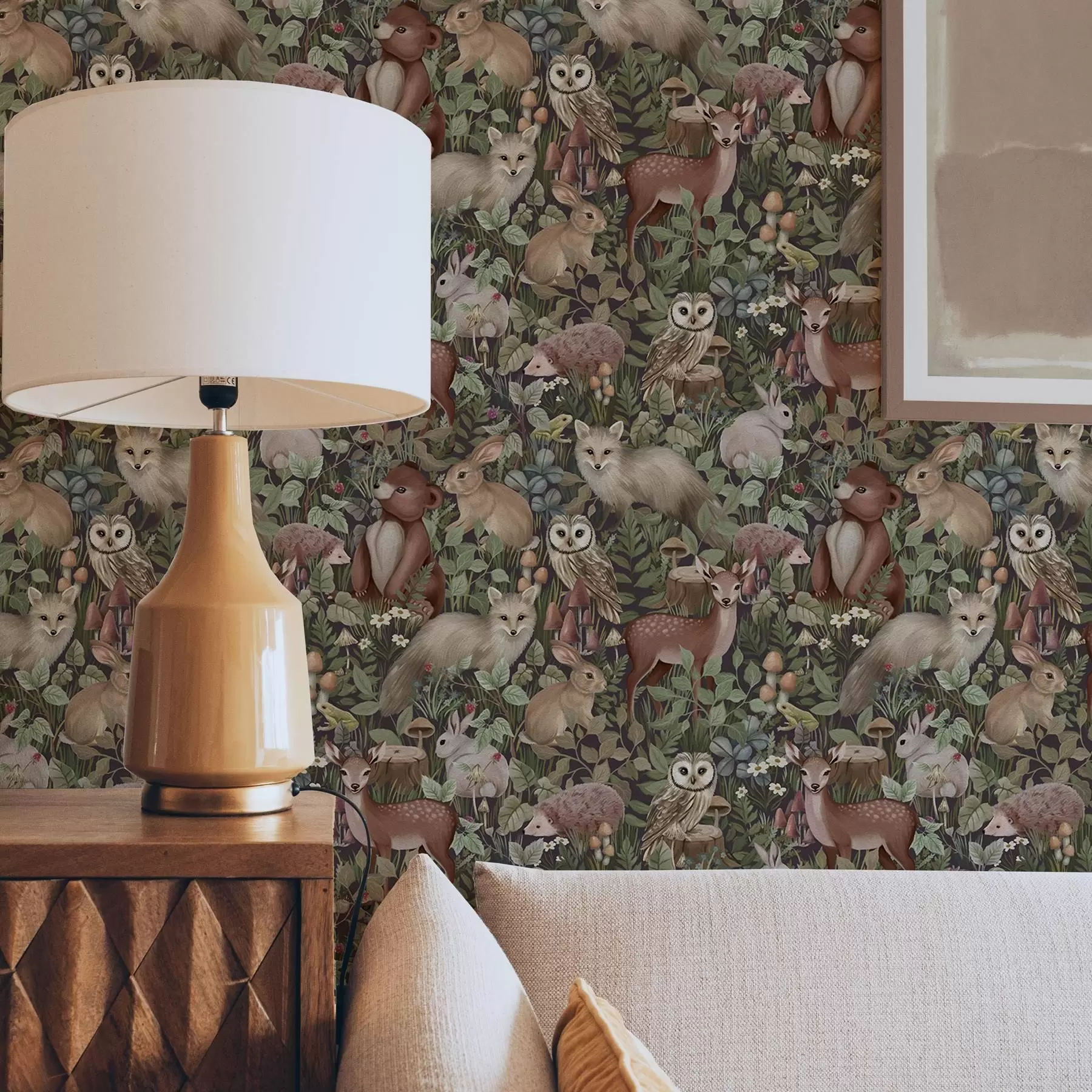 fototapeter Skovens dyr i eventyrlig stil a00156