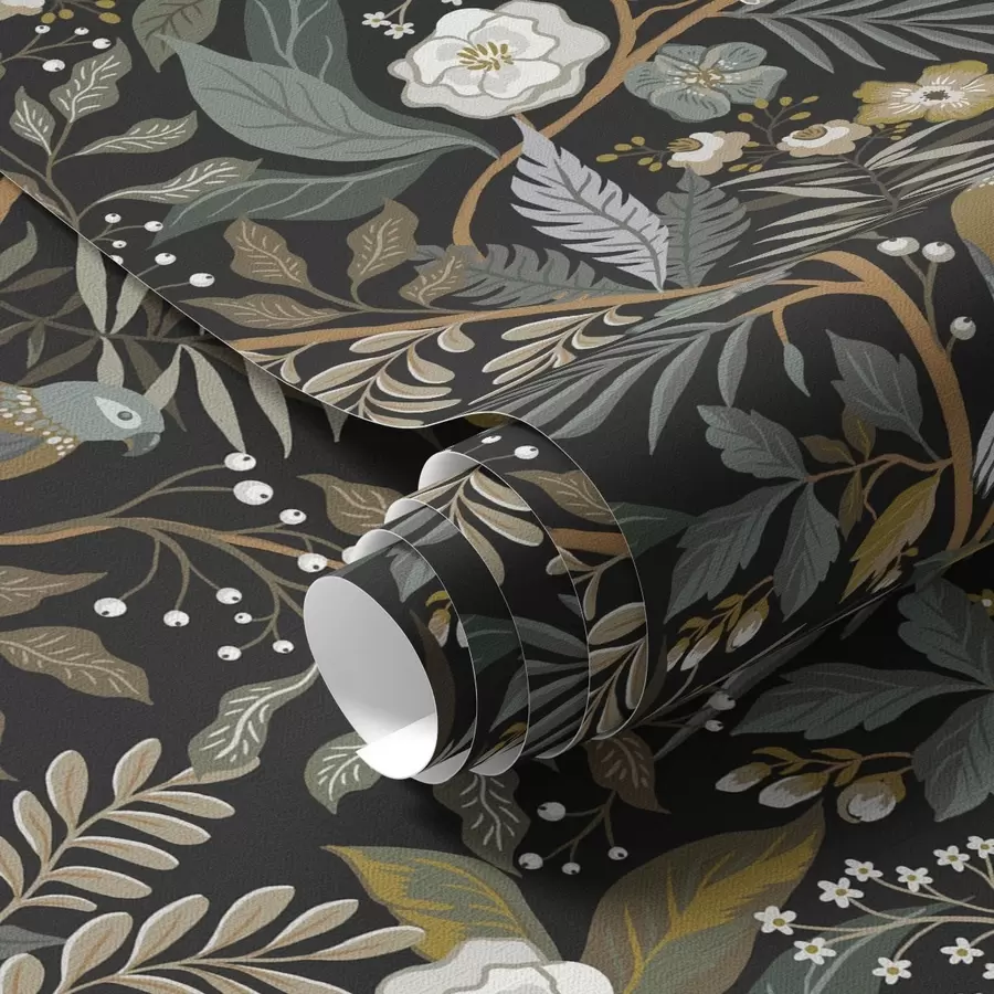 fototapeter Fugle blandt grene på en mørk baggrund a00161