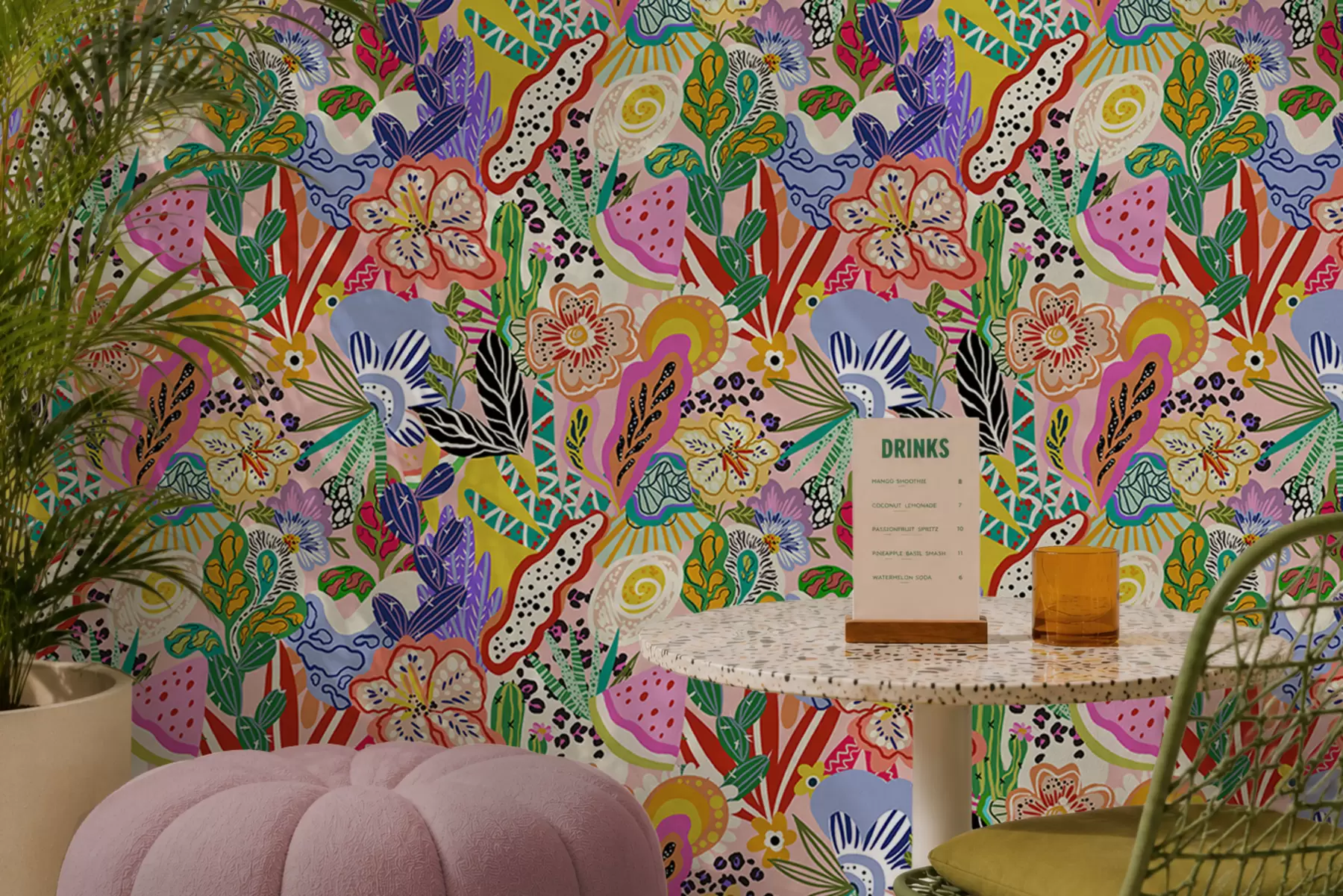fototapeter Abstrakt blomsterprint i pop art-stil a00167
