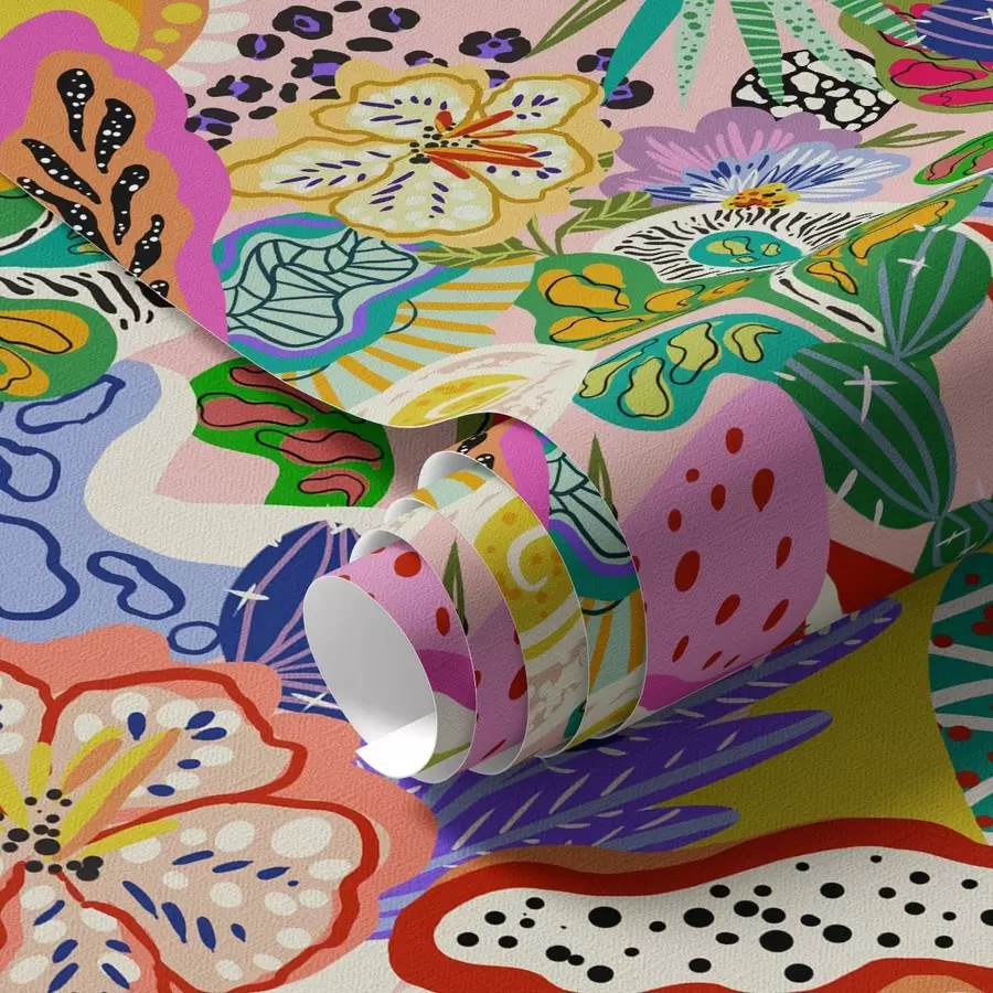 fototapeter Abstrakt blomsterprint i pop art-stil a00167