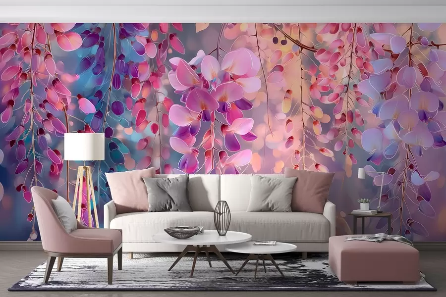 Murale Lilas coloré dans un style aquarelle w09103