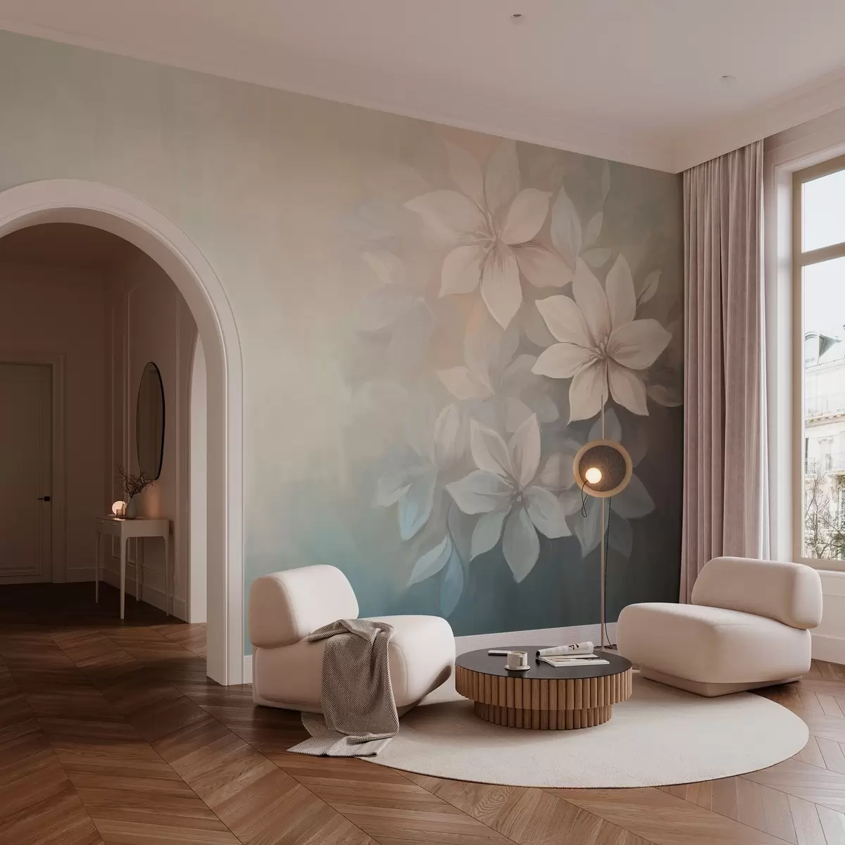 Murale fleurs élégantes dans le style de la peinture à l'huile w03770