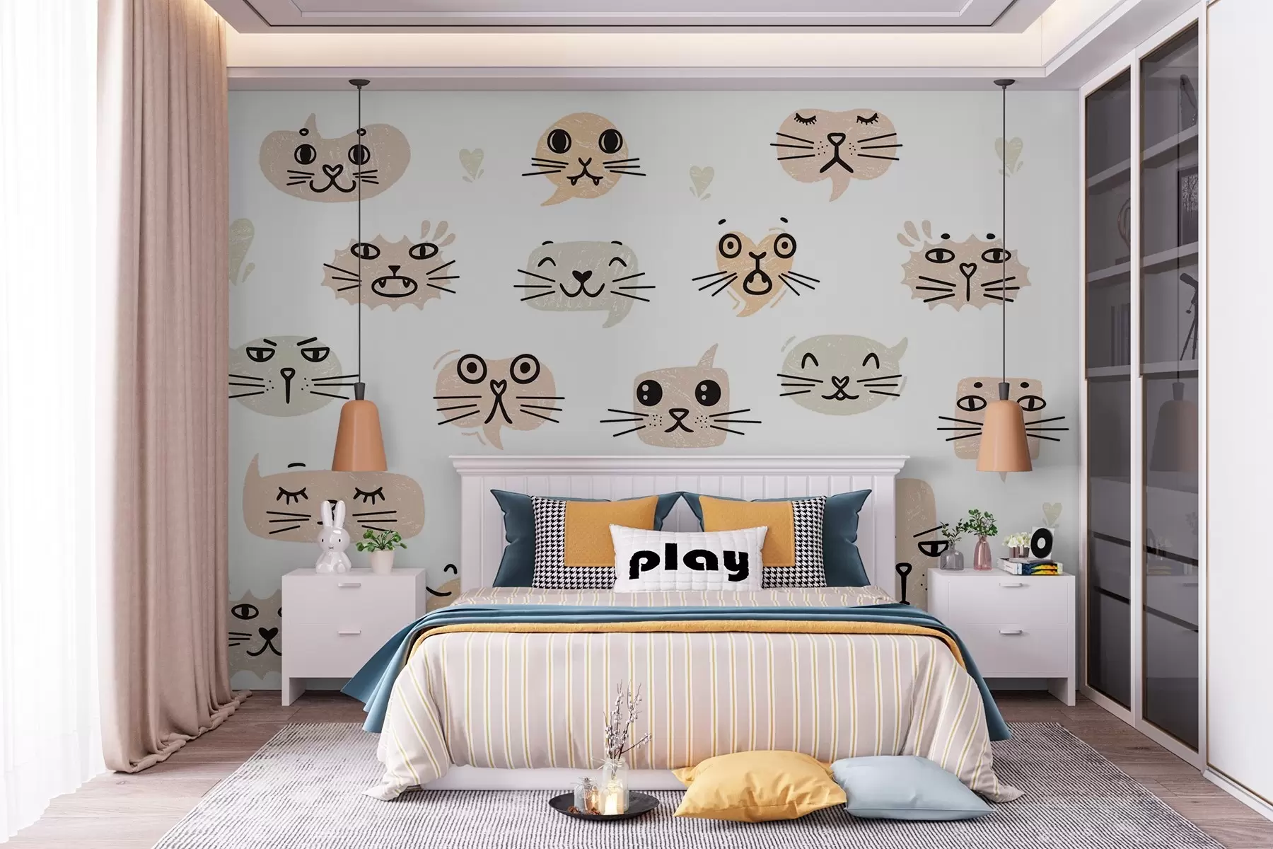 Murale Visages de chats w03951