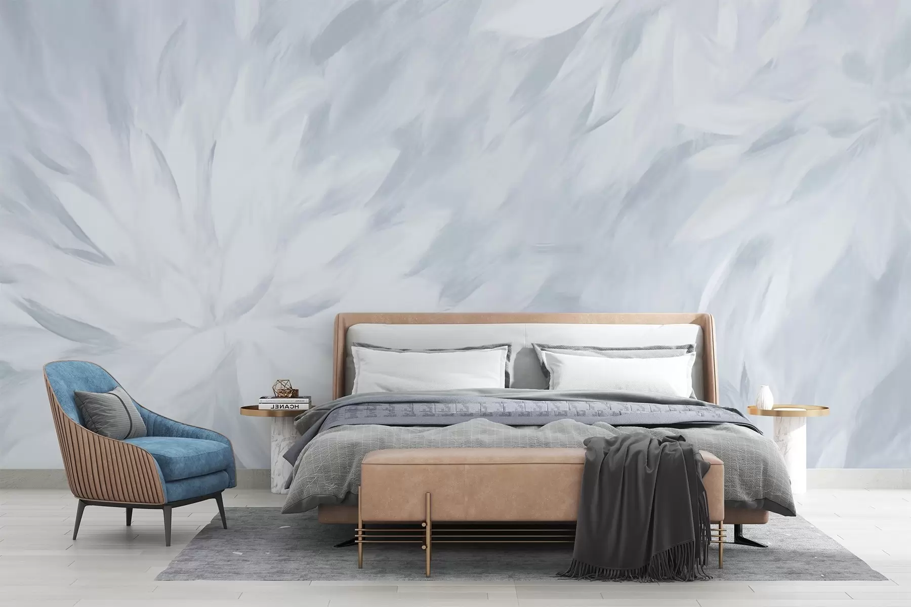 Murale Fleurs dans le style des traits doux w03986v3