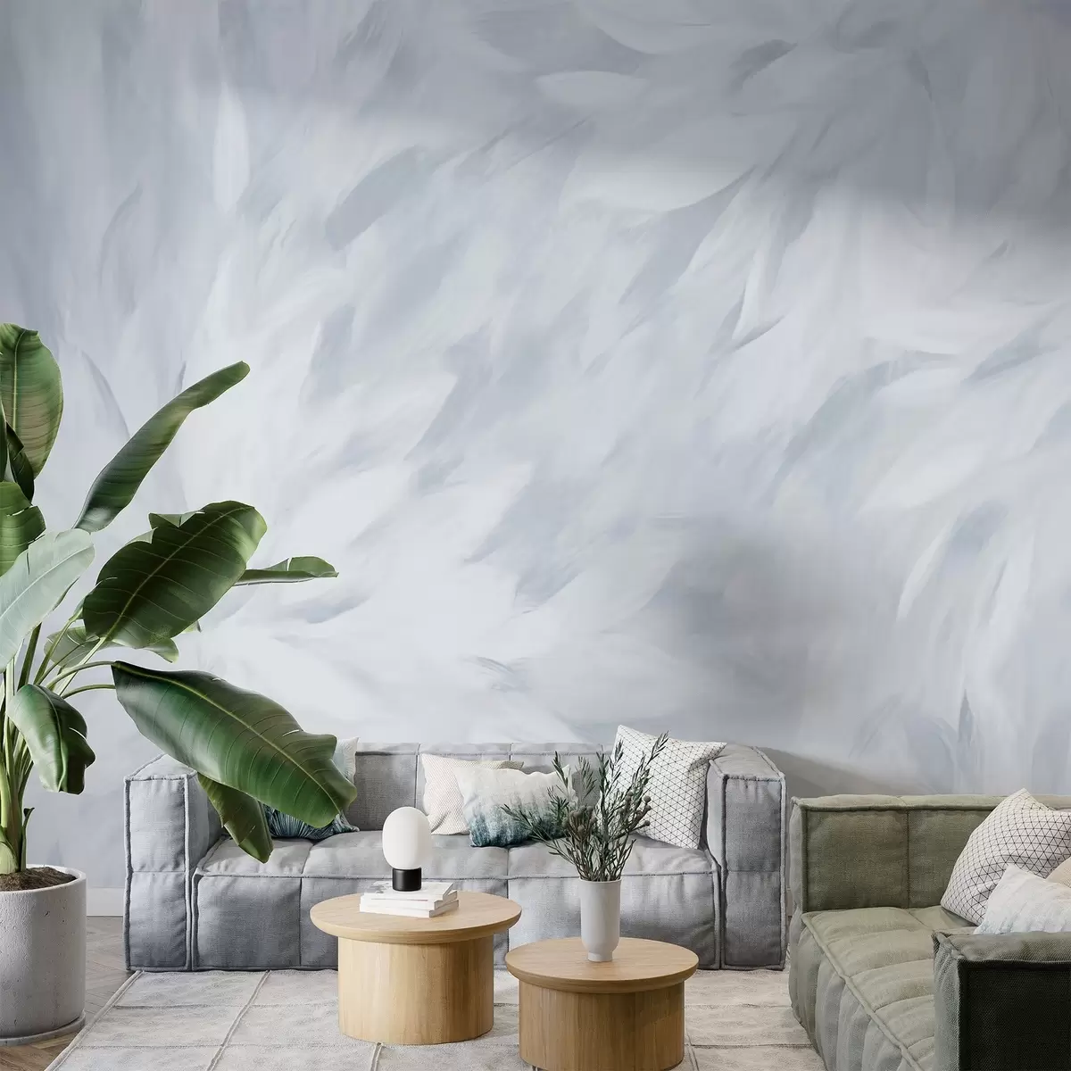 fototapeter Blomster i stil med bløde streger w03986v3