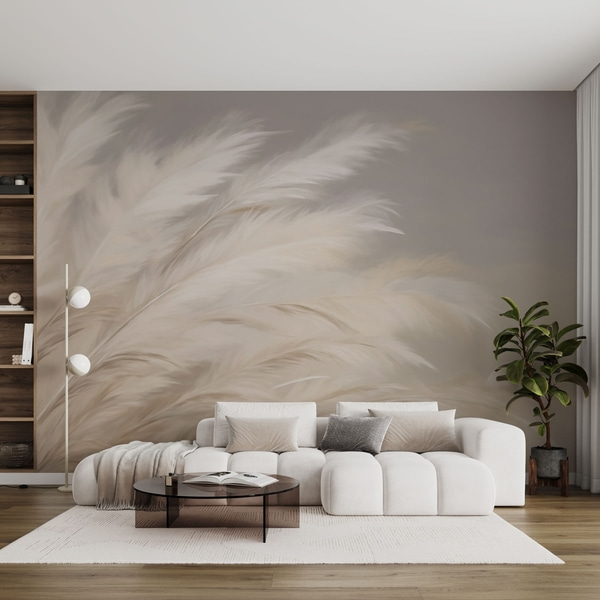 Fototapeten Weiche, flauschige Gräser in Beige und Grau, Fototapeten Natur, w03992 : Uwalls.ch