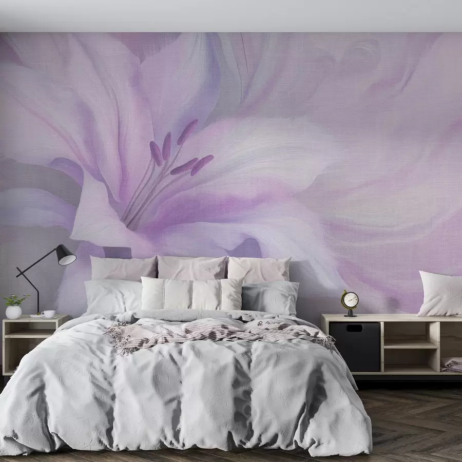 Murale Lily flower fluid abstraction, floral, couleurs violettes w04006v1