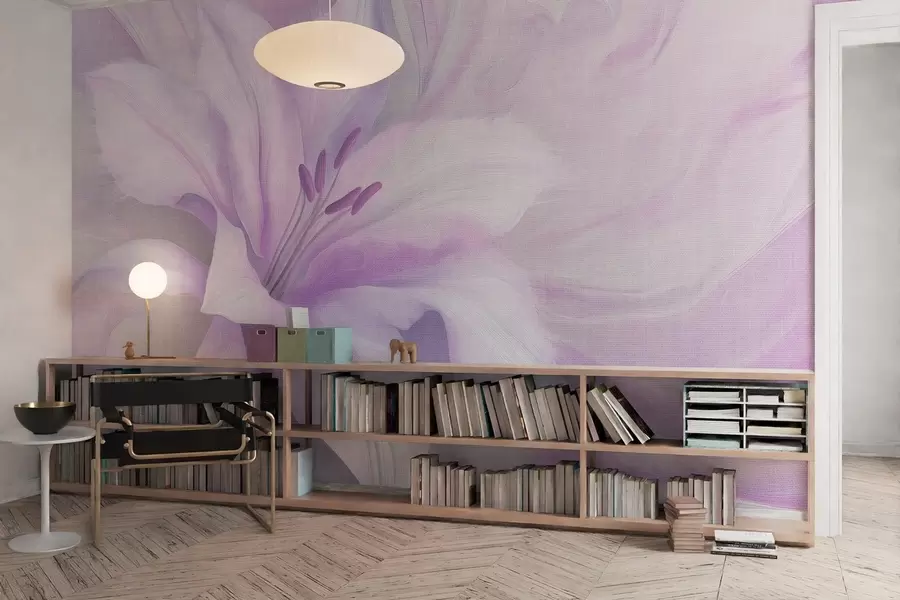 fototapeter Liljeblomst flydende abstraktion, blomster, lilla farver w04006v1