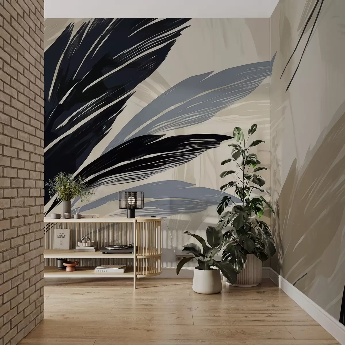 fototapeter Abstrakte flerfarvede fjer w04037v2