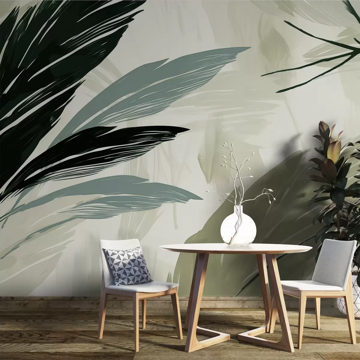 fototapeter Abstrakte flerfarvede fjer w04037v3