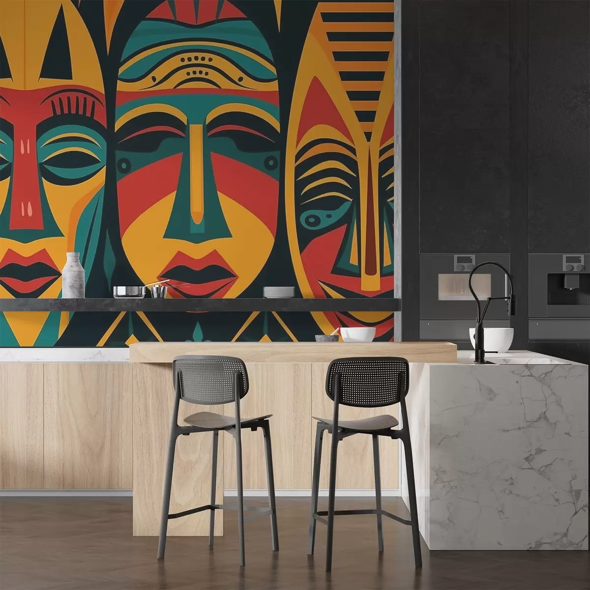 Murale Masques africains w04043v2