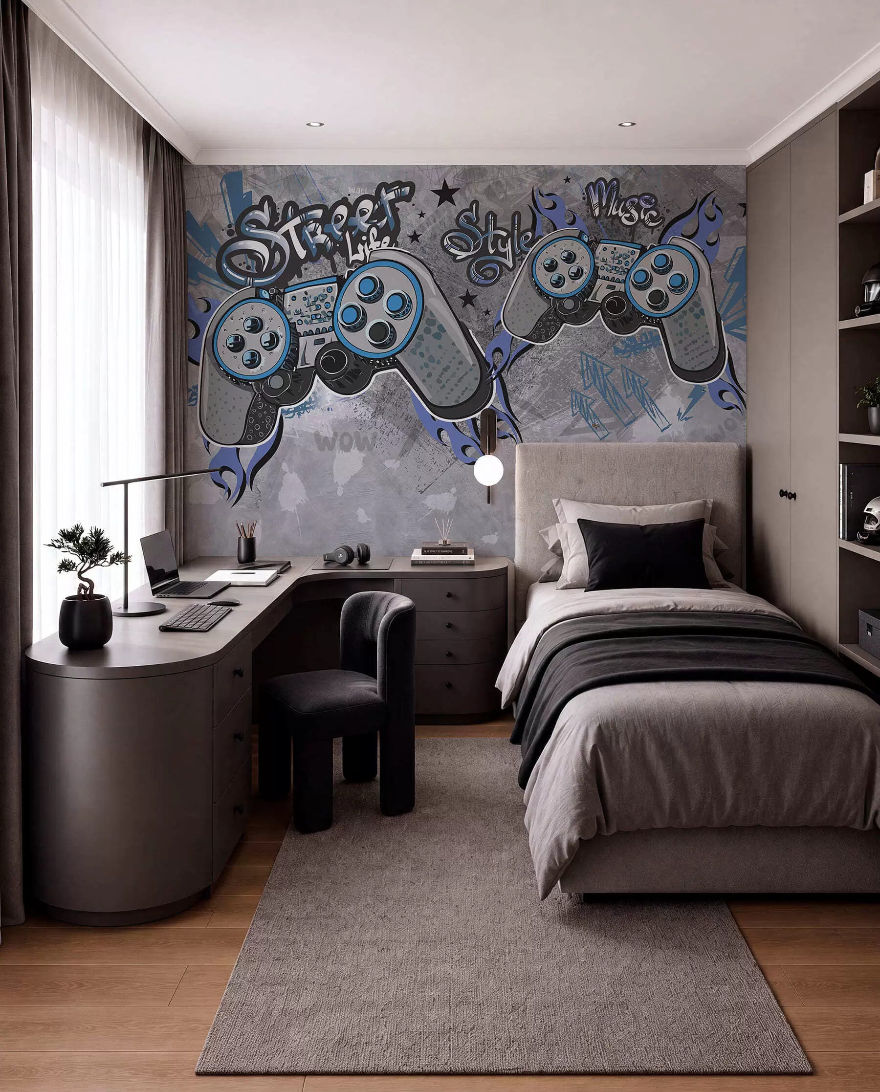 Fototapete Gamepads als Street Art w04054