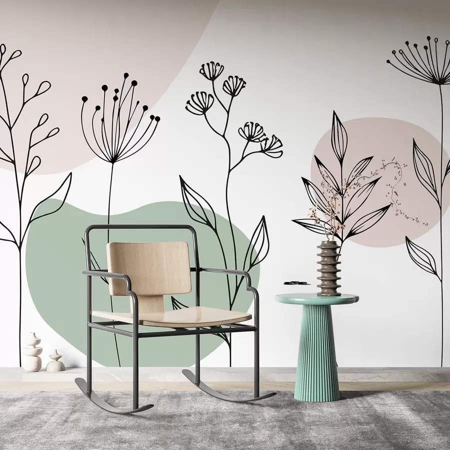 Murale Contour floral boho w04080v2