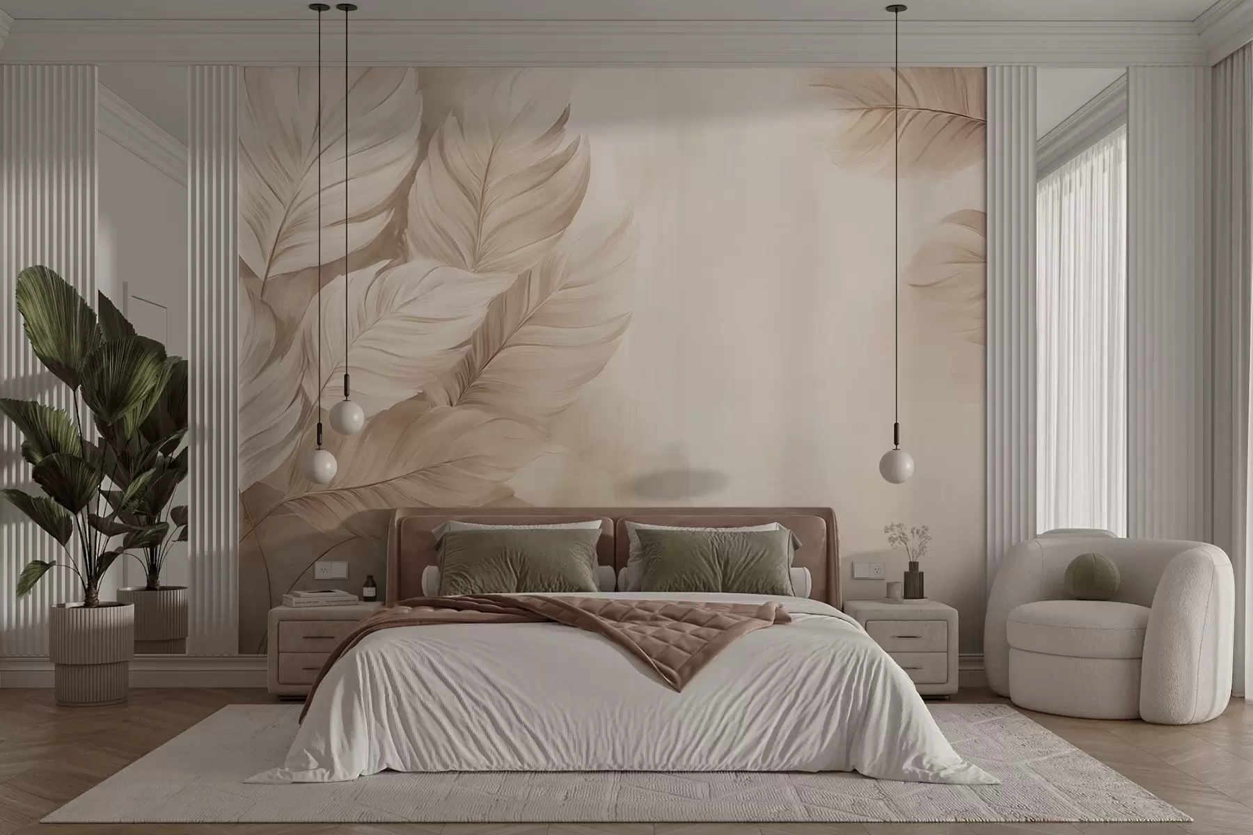 fototapeter Pastelfarvede blade w09175v2