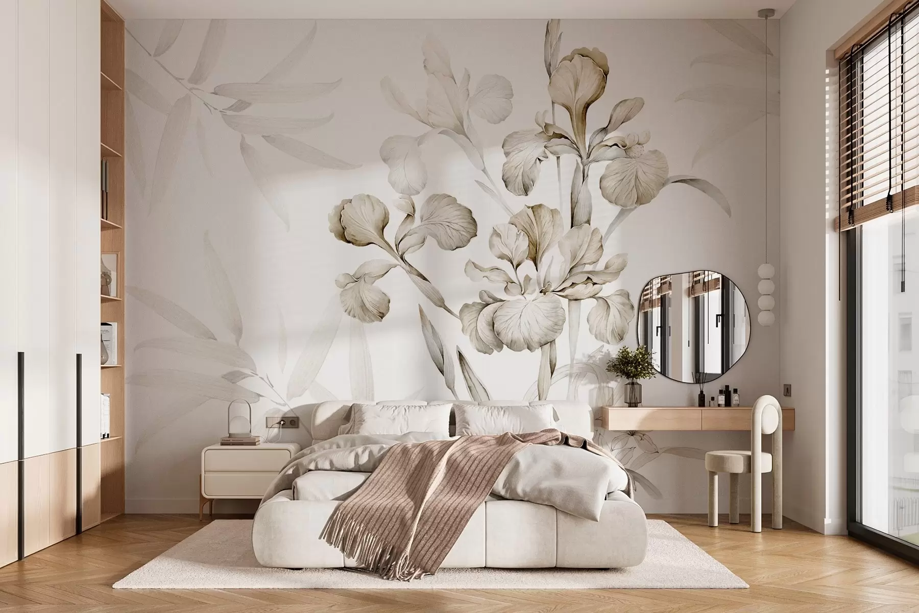 fototapeter Iris, nuancer af beige w03955v2