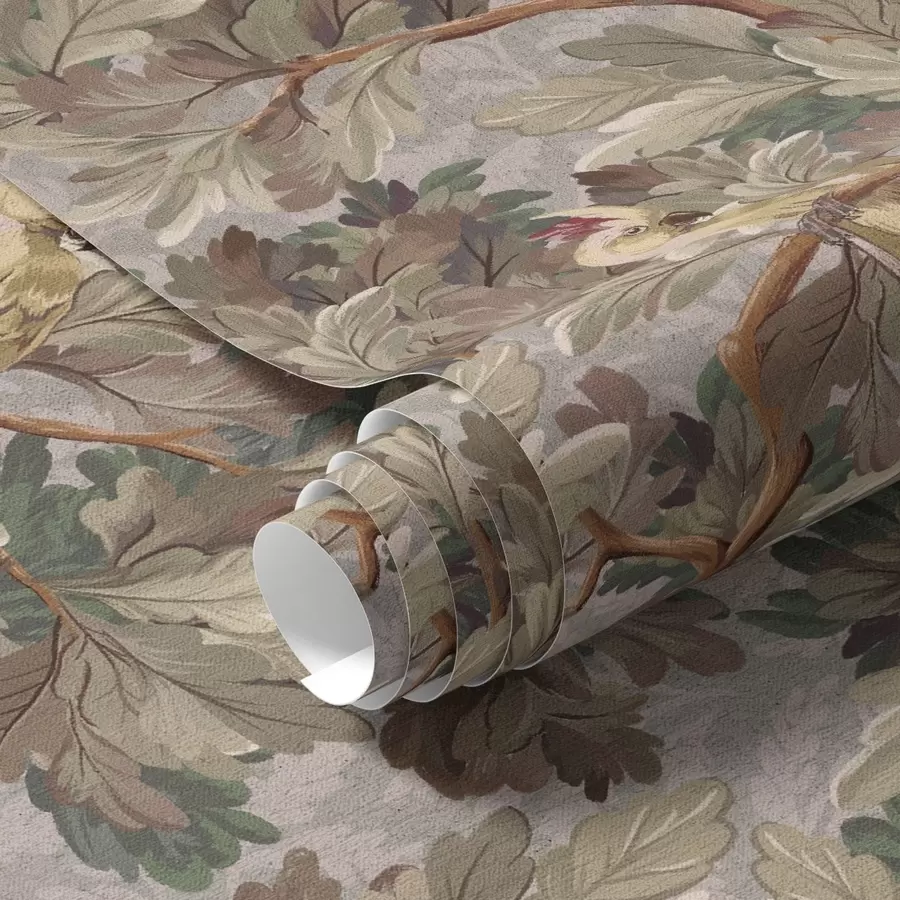 fototapeter Fugle på grene i botanisk vintagestil a00175