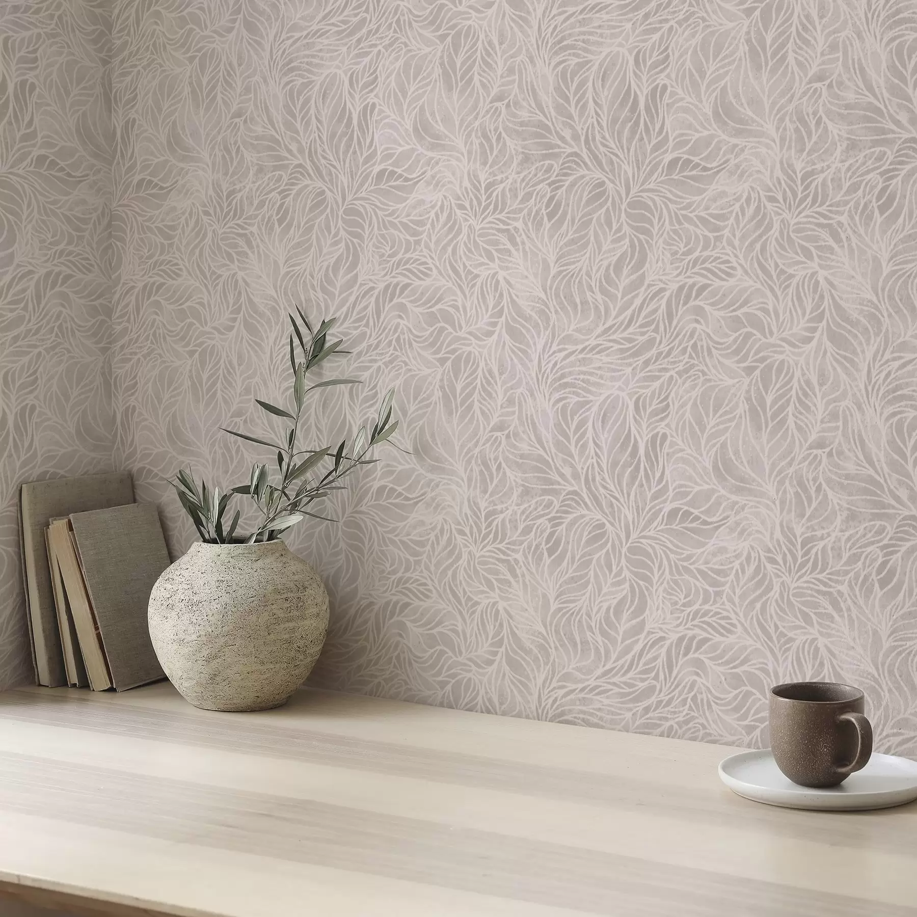 fototapeter Beige abstrakt tekstur med glatte linjer af blade a00179