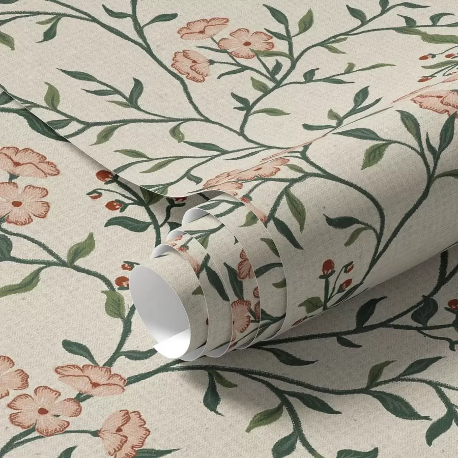 fototapeter Gennembrudte grene med koralblomster, blomstermønster a00221